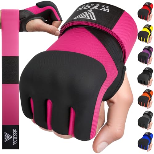 WYOX Gel Boxing Hand Wraps Inner Gloves for Men & Women, 80cm Quick Wrist Straps, Padded Knuckle Protection for Muay Thai Kickboxing, Hand Wraps for Boxing & Martial Arts (Pink, S/M) - Image 1