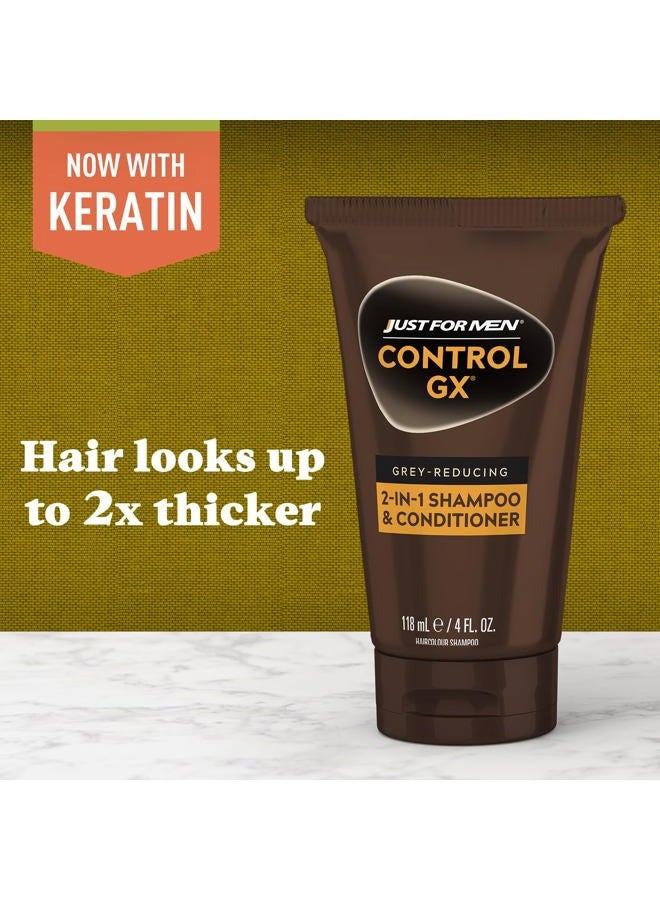 Just For Men Control GX Grey Reducing 2-in-1 Shampoo and Conditioner, Gradual Hair Color with Keratin for Stronger Thicker and Healthier Looking Hair, 4 Fl Oz - Pack of 1 (Packaging May Vary) - Image 4