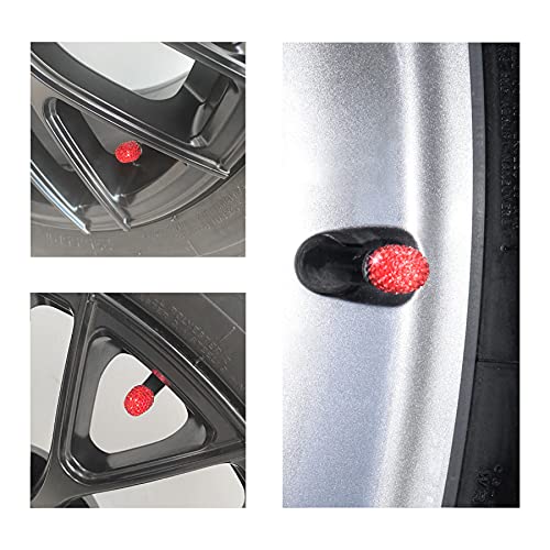 JUSTTOP 4 Pack Handmade Crystal Rhinestone Car Tire Valve Stem Caps, Universal Fit for Cars, Trucks, Motorbikes - Red - Image 4