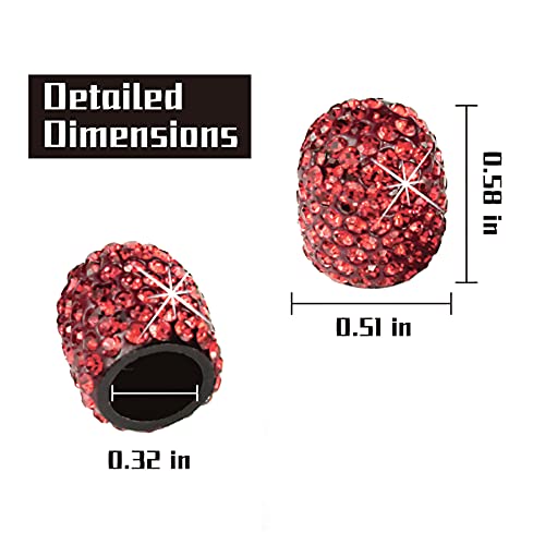 JUSTTOP 4 Pack Handmade Crystal Rhinestone Car Tire Valve Stem Caps, Universal Fit for Cars, Trucks, Motorbikes - Red - Image 3
