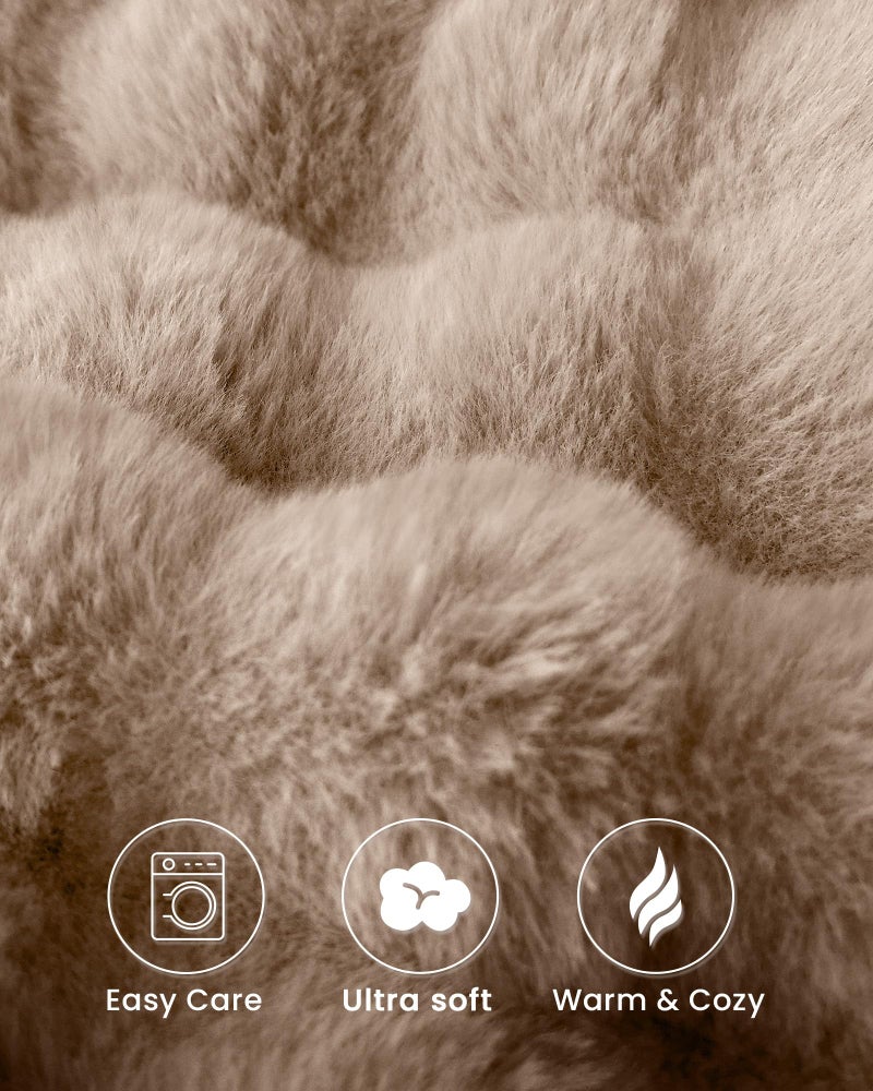 blunique Ultra Soft Cozy Faux Fur Throw Blanket, Fuzzy Plush Thick Bubble Blanket, Oversize Luxury Fluffy Blanket for Couch, Sofa, Bedroom, and Living Room, 50x60 Inches, Light Brown - Image 5