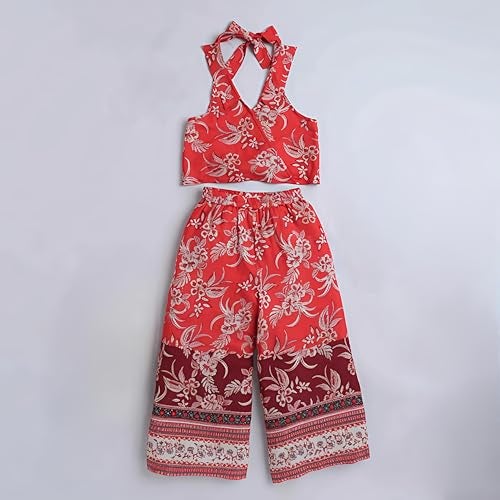 GORLYA Gorliya Kids Printed Top Palazzo Set Sleeveless Festive Ethnic Designer Outfit for Girls Celebration Wedding Party Events Stylish Traditional Look - Image 3