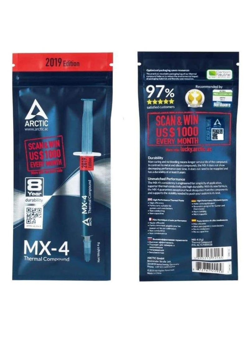Arctic - ARCTIC MX-4 Thermal Paste (4g) – High-Performance CPU/GPU Thermal Grease, 2019 Version - Image 1