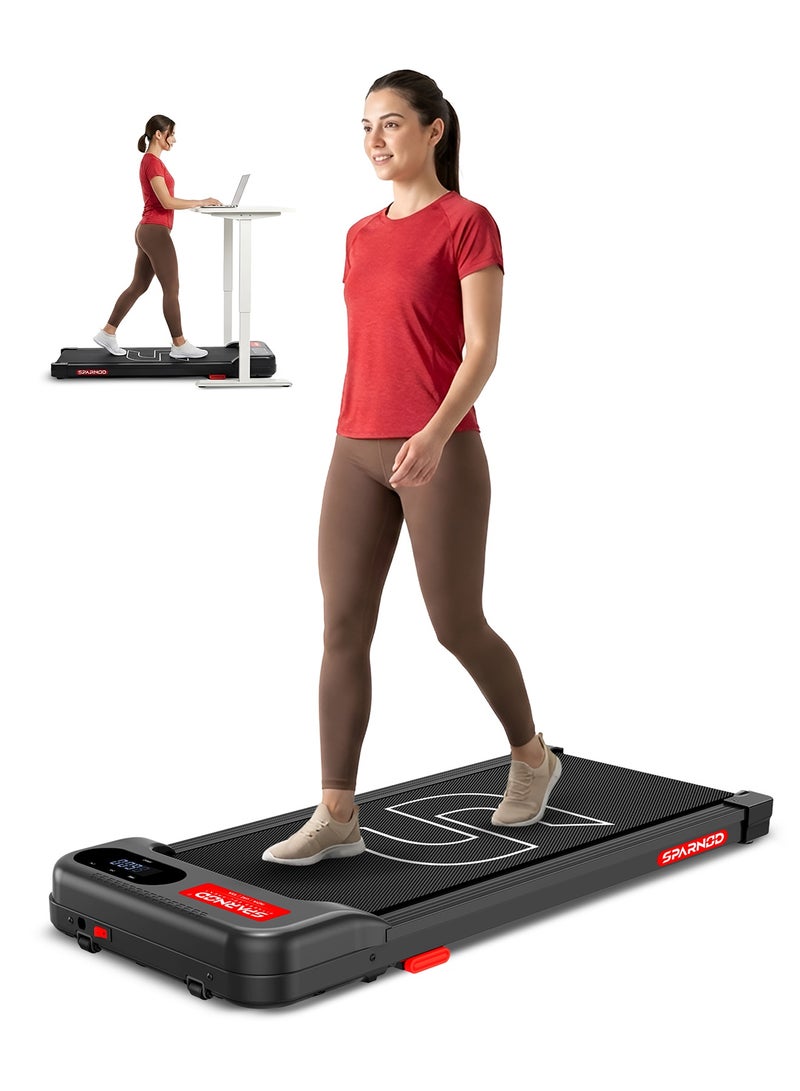 سبارنود Sparnod Fitness Walking Pad for Home Use,2.5 HP Motor 1–6 km/h Speed, Manual Incline 2 Levels, LED Display for Time, Distance, Speed & Calories, Shock Absorption, Compact Design, 90kg Max Weight - Image 1