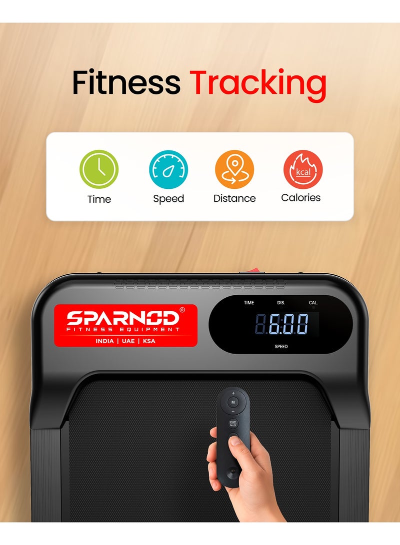 سبارنود Sparnod Fitness Walking Pad for Home Use,2.5 HP Motor 1–6 km/h Speed, Manual Incline 2 Levels, LED Display for Time, Distance, Speed & Calories, Shock Absorption, Compact Design, 90kg Max Weight - Image 4