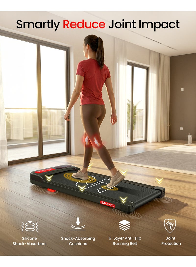 سبارنود Sparnod Fitness Walking Pad for Home Use,2.5 HP Motor 1–6 km/h Speed, Manual Incline 2 Levels, LED Display for Time, Distance, Speed & Calories, Shock Absorption, Compact Design, 90kg Max Weight - Image 3