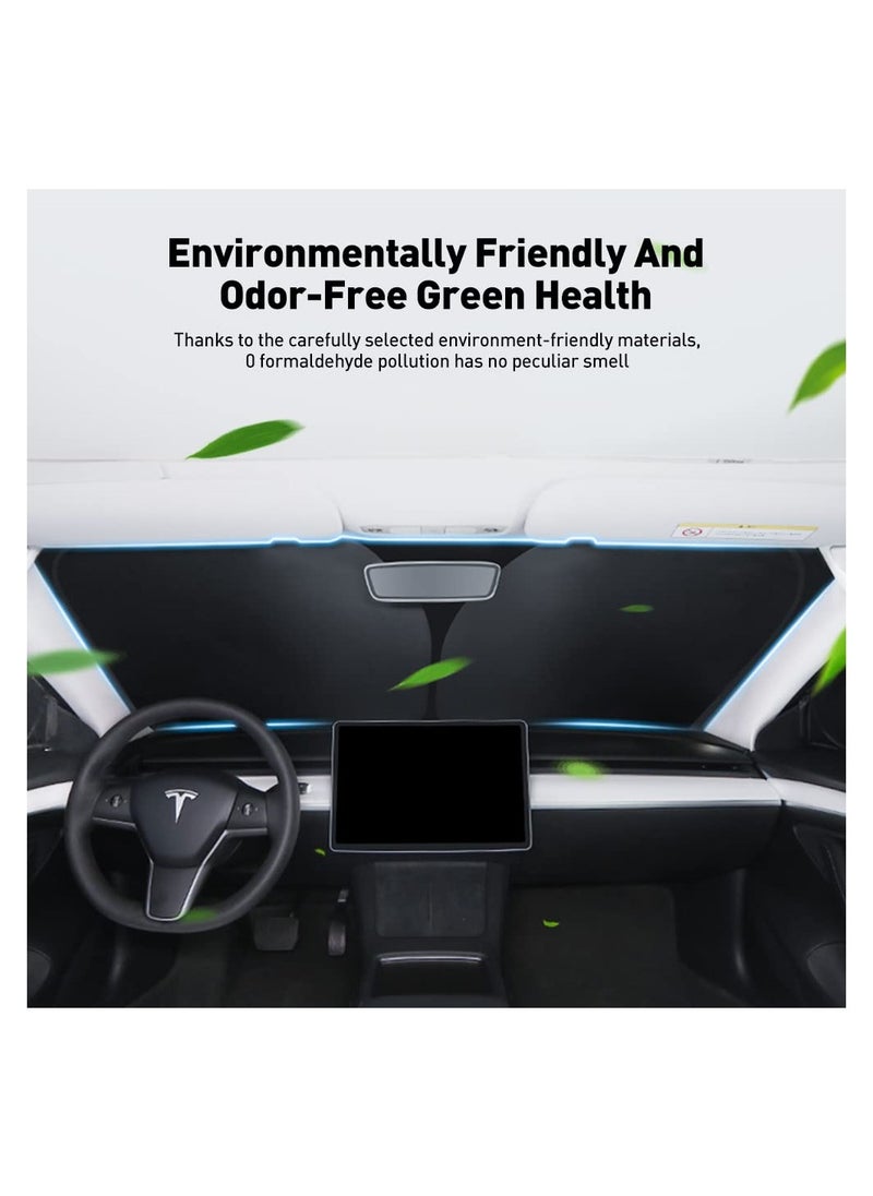 SYOSI 8PCS Sunshade Set for Tesla Model Y, Full Range Whole Vehicle Windows Sun Shade Kit, Front & Rear Windshield Triangular & Side Windows Shade Foldable Insulation Cover for Model Y Accessories 2019-2023  - Image 4