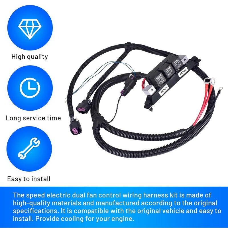 Automkt Speed Electric Dual Fan Control Wiring Harness for Chevy Silverado, Avalanche, Suburban, Tahoe, GMC Sierra, Yukon - Replaces 674-00923 - Image 4
