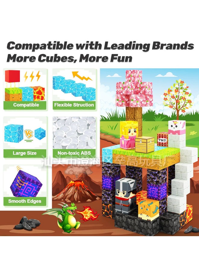 Generic - Magnetic Block Building Blocks Puzzle Toys Magnet Build My Magnetic World DIY Building Model-Color:79pcs Sakura Door + Instruction Manual + Storage Bag + 2 Random Minifigures - Image 1