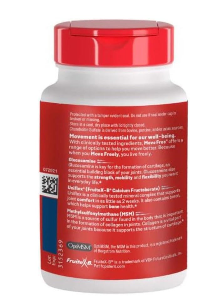 Move Free - Advanced Plus MSM Coated Tablets, Joint Health Supplement with Glucosamine and Chondroitin, 120 Count, Pack of 2 - Image 1