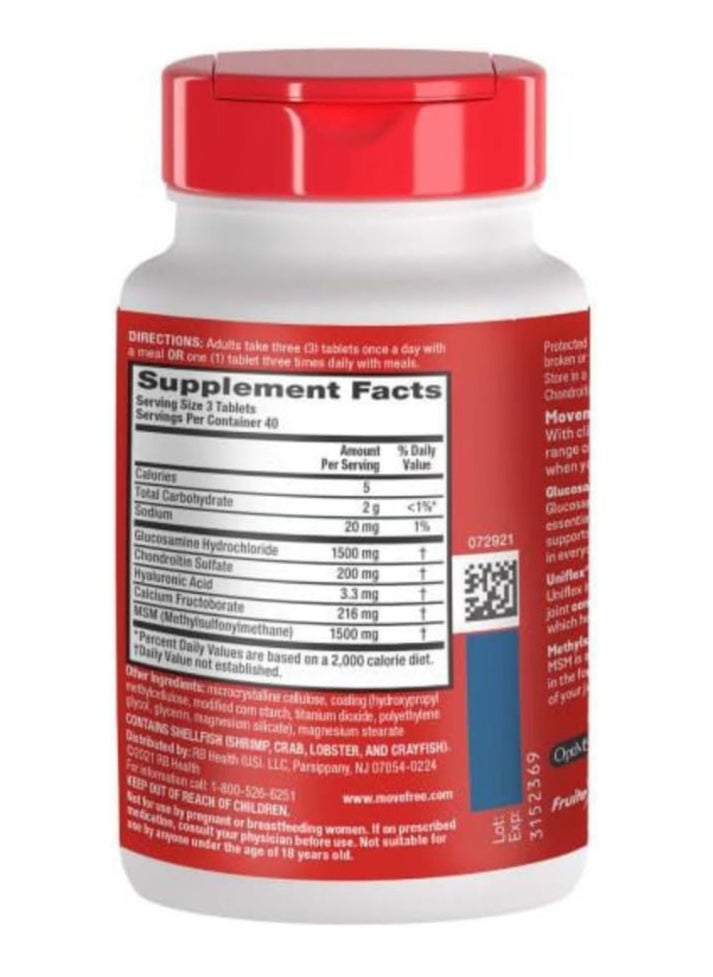 Move Free - Advanced Plus MSM Coated Tablets, Joint Health Supplement with Glucosamine and Chondroitin, 120 Count, Pack of 2 - Image 1
