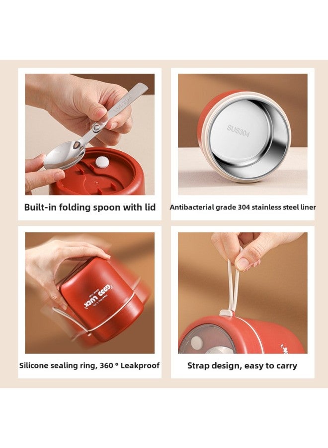 Office Worker Portable Chopsticks Cup Soup Pot Soup Pot Rice Bucket Rice Porridge Box Small Soup Cup Lunch Box Stainless Steel Insulated Soup Bowl-Specifications:Blue-530ml + Carrying Bag  - Image 5