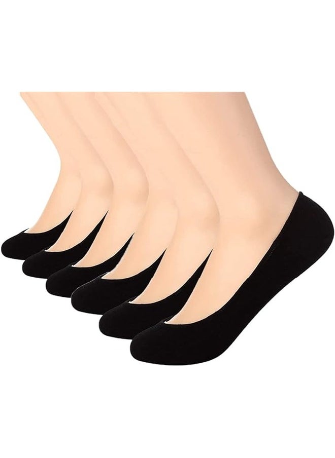 Be-Queen 6 Pairs No Show Socks for Women - Free Size - Invisible Liners - Non Slip Thin Ultra Low Cut Hidden Anti-Slip (Black, 6)  - Image 1