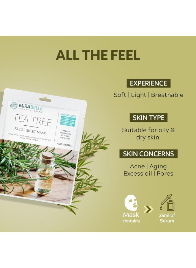 MIRABELLE COSMETICS KOREA Teatree Essential Facial Sheet Mask (Pack of 6) - Image 4