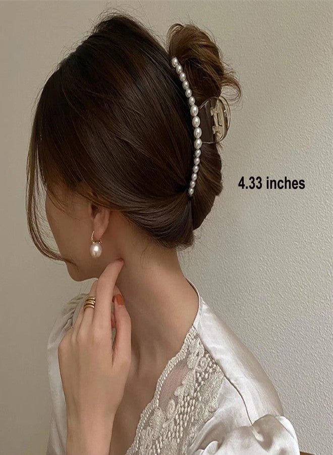 Agirlvct Pearl Hair Clips,Elegant Hair Clip Strong Hold Jaw Clips,Big Pearl Hair Claw Clips Barrettes Nonslip Birthday Thankgiving Christmas Gift for Women Girls Daughter Girlfriend (6 Pack) - Image 4