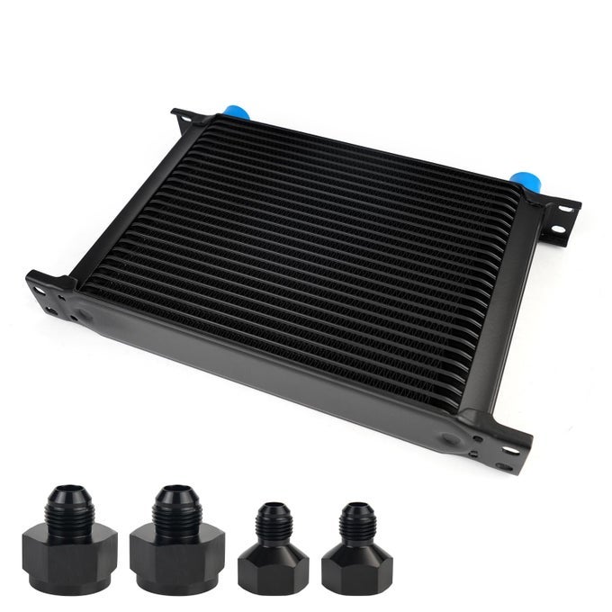 25 Row AN10 10AN Transmission Oil Cooler Kit Stacked Plate With 6AN 8AN Adapter Universal Engine Transmission British Radiator Oil Cooler Condenser Aluminium Alloy Black