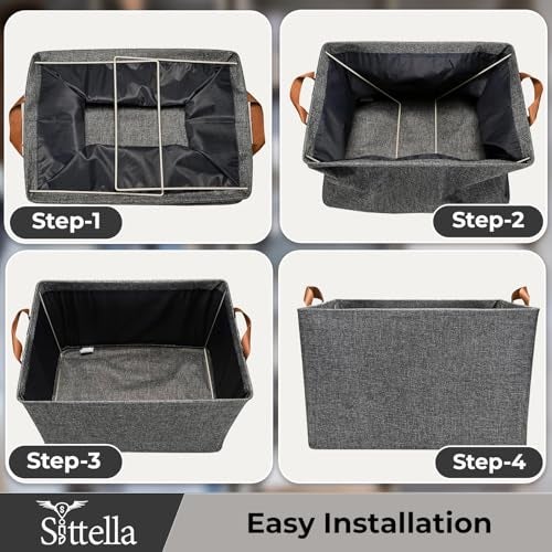 SITTELLA® Pack of 6 Foldable Wardrobe Organizer with Durable Handle, Stuff Storage Box Closet Drawer Organizers for Clothes, Toys, Blanket etc. (Grey) - Image 4