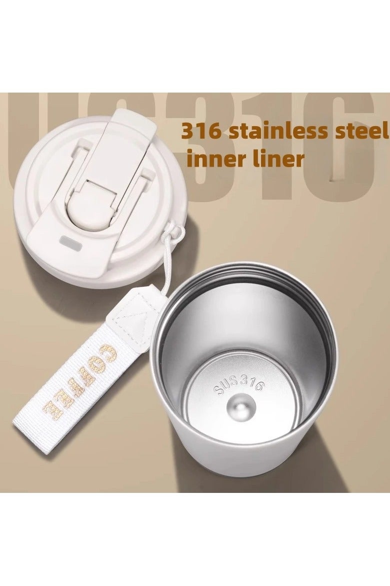 LOVELY 500ml Double Drink Vacuum Insulated Cup with Straw Insulated Coffee Cup Thermos 316 Stainless Steel Women's Flower Coffee Cup - Image 2