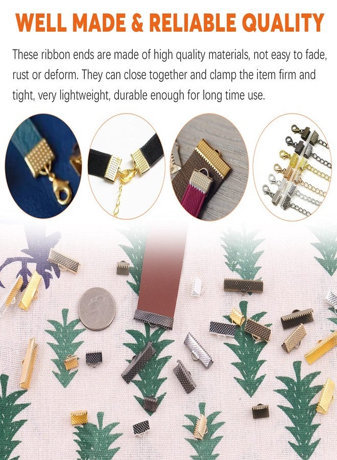 Rustark 701Pcs 5 Colors Ribbon Clamp Ends for Jewelry Making with Pliers Tool Assortment Kit Bracelet Leather Bookmark Pinch Crimp Ends with Loop - Image 4