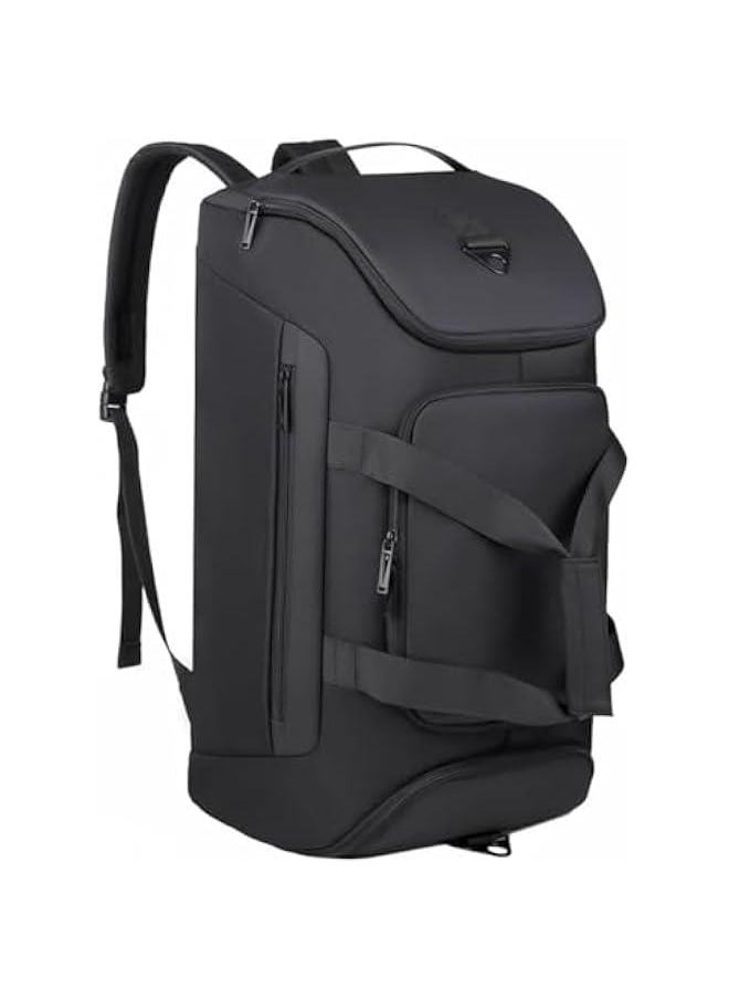 TRASSLE Gym Bag for Men/Women,Travel Duffel Bag with Shoe Compartment, Carry On Weekender/Overnight Bag, Waterproof Gym Backpack Travel Bag for Camping (Black Dark)  - Image 1