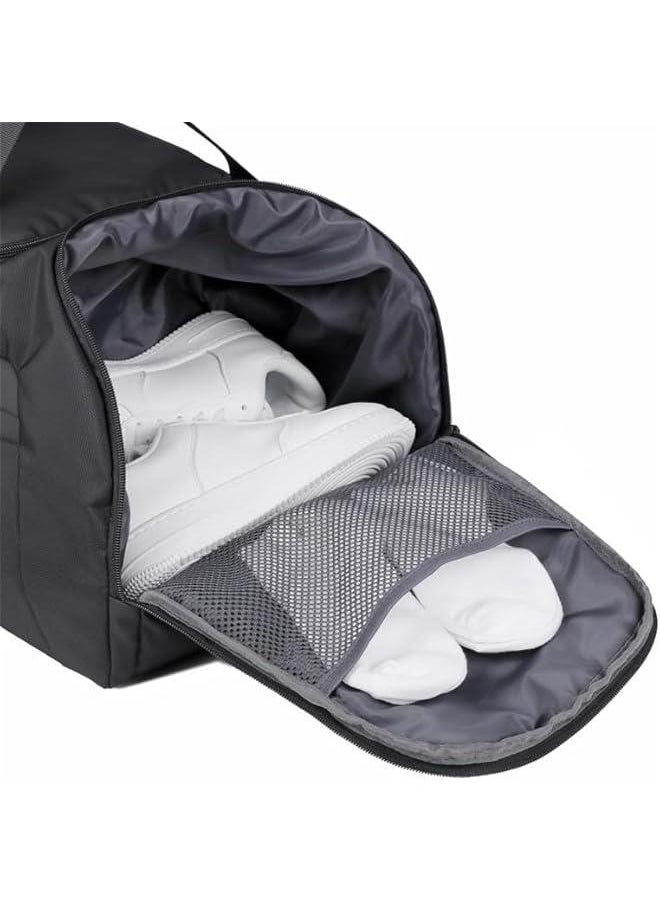 TRASSLE Gym Bag for Men/Women,Travel Duffel Bag with Shoe Compartment, Carry On Weekender/Overnight Bag, Waterproof Gym Backpack Travel Bag for Camping (Black Dark)  - Image 5
