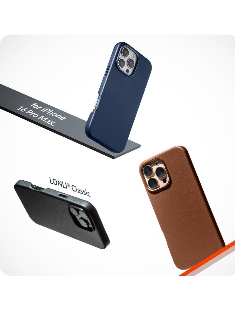 Classic European Leather Phone Case for iPhone 16 Pro Max – Dark Saddle Brown, Smoothens & Softens Over Time, Compatible with MagSafe