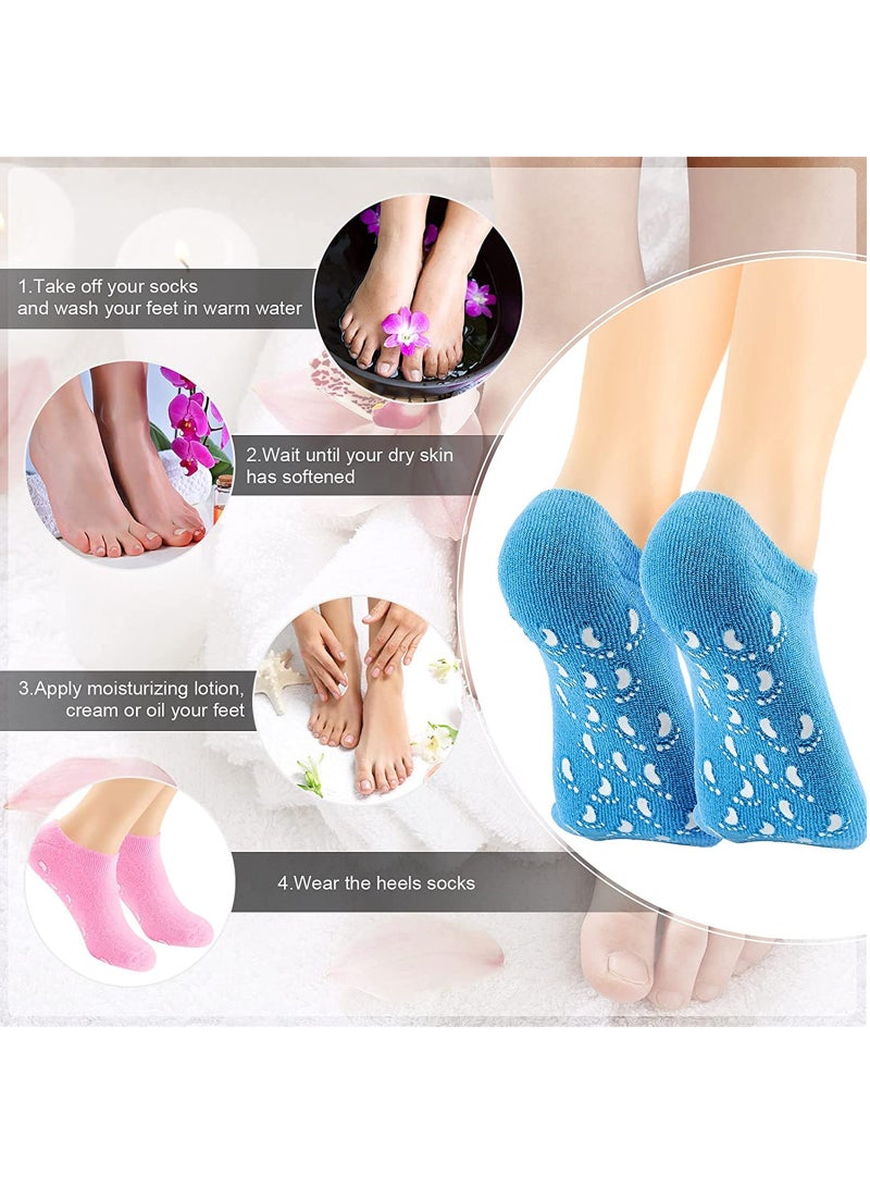 Excefore Moisturizing Socks, 3 Pairs Soft Gel Socks Spa Foot Socks, Lotion Socks, Cracked Feet Skin Care Sock, Dry Soften Lined Sock Gel Moist Socks - Image 2