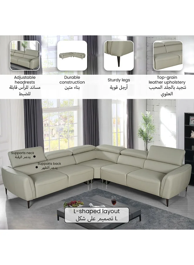 Micasa Elegant and Modern Design 6-Seater PVC Leather Sofa Set Grey 127.92 x 127.92 x 127.92 cm BC10112/L