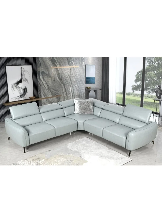 Micasa Elegant and Modern Design 6-Seater PVC Leather Sofa Set Grey 127.92 x 127.92 x 127.92 cm BC10112/L