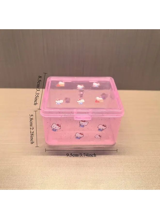 Pink Transparent Jewelry Box Card Storage Case Desktop Coin Organizer with Lid - Image 2