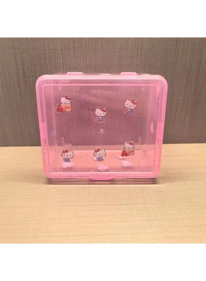 Pink Transparent Jewelry Box Card Storage Case Desktop Coin Organizer with Lid - Image 1