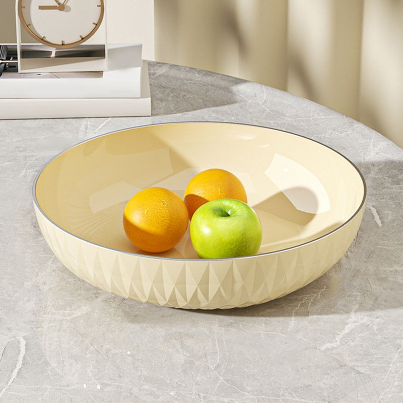 Large Round Serving Bowl: Cream White Plastic, Spacious Design, Easy To Clean - Elegant Stylish Finish, Versatile Usage for Home Dining, Party Hosting And Everyday Meal Serving - Image 5