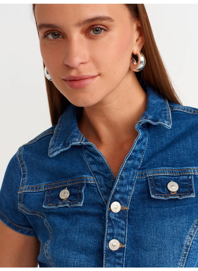 Dilvin Button-Up Denim Dress