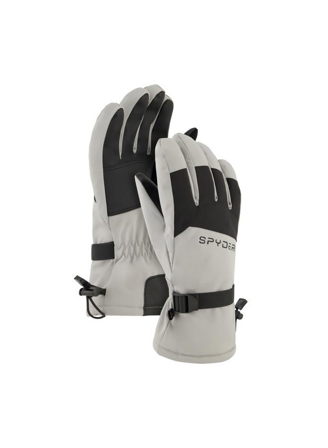 Mens Insulated Winter Snow Gloves, Pewter, L