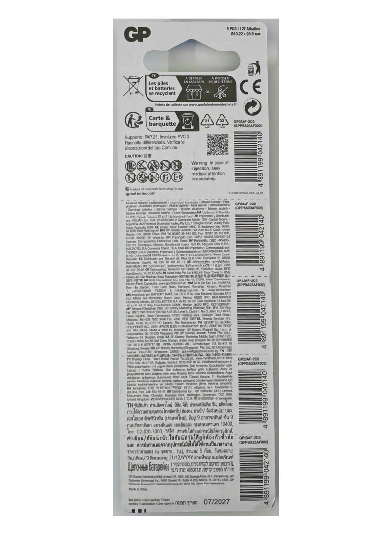 GP Batteries GP 23A Battery, 12V Alkaline Battery, Card of 5 Pieces  - Image 2