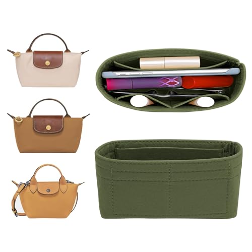 LOUKAYCCI Felt Mini Organizer Insert for Longchamp mini XS BagPurse Organizer Insert For Handbag Green - Image 1