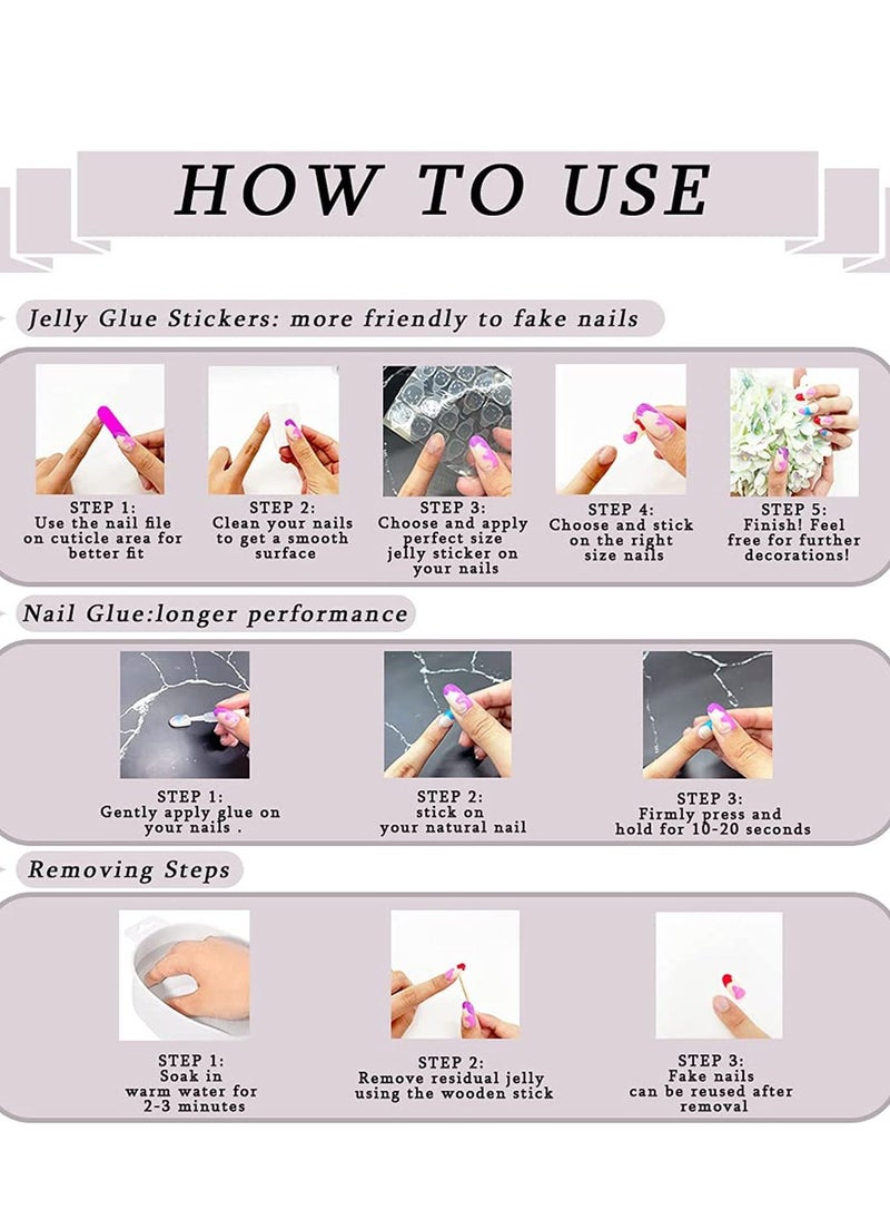 Y&D Glossy Nude Press on Nails Long Oval False Medium Length Pink Peach Pattern Fake Acrylic Full Cover Artificial Nail Tips for Women&Girls Manicure 24PCS  - Image 5