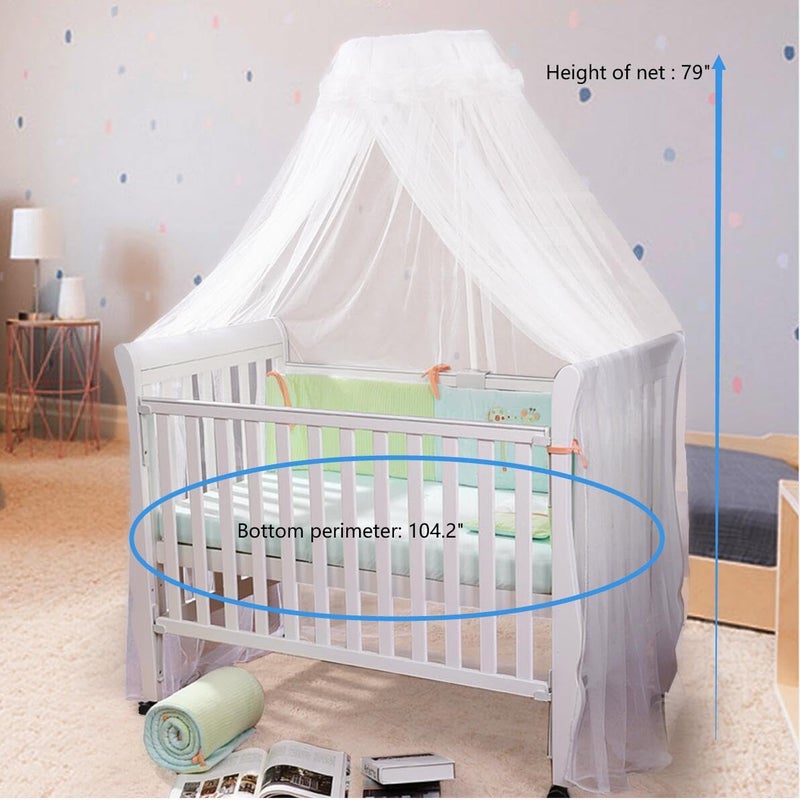 جوي لايف Joylife Baby Net Baby Toddler Bed Crib Dome Canopy Netting (White) - Image 4