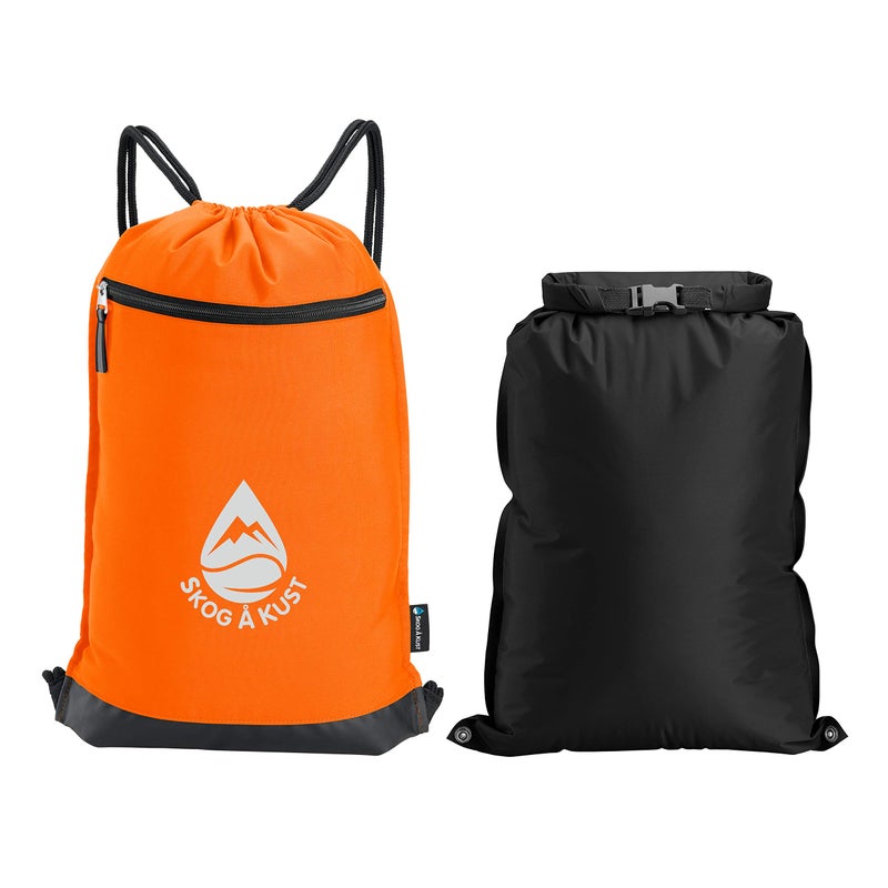 Skog Ã… Kust Skog Kust GymSak Patented 2in1 Drawstring Cinch Bag with Removable Waterproof Dry Bag Orange - Image 2