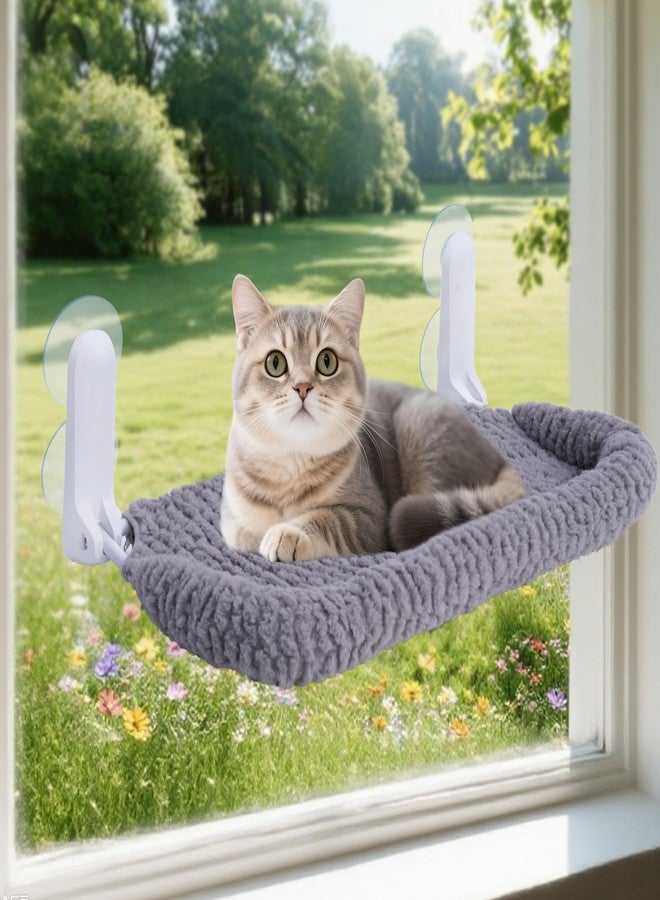 AIWIKIDE Cat Window Perch with Cushion Rim, Easy Install Bracket, Portable Wall Hammock for Indoor Cat, Grey - Image 1