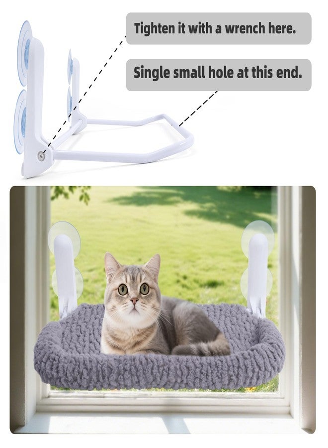 AIWIKIDE Cat Window Perch with Cushion Rim, Easy Install Bracket, Portable Wall Hammock for Indoor Cat, Grey - Image 2