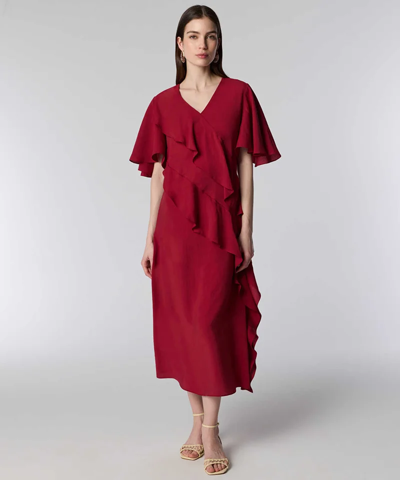 Ipekyol Diagonal Ruffle Midi Dress
