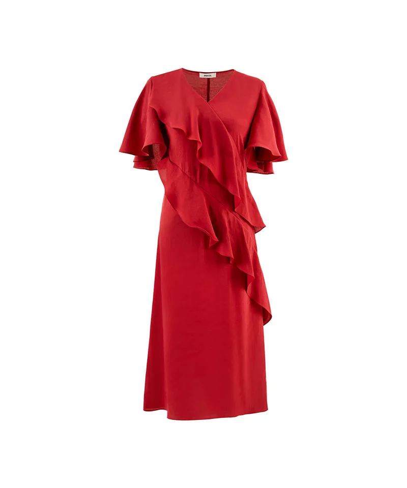 Ipekyol  Diagonal Ruffle Midi Dress for Women | Best Price UAE