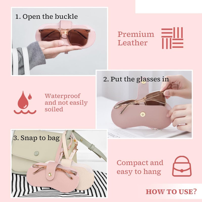 TORMEN Wide daily application Portable Soft Leather Sunglasses Case,Glasses Case Holder Portable with Keychain Hook,Lightweight,Slim, Metal Snap Closure, Versatile Eyeglass Pouch for Types of Glasses User tested optimized build - Image 4