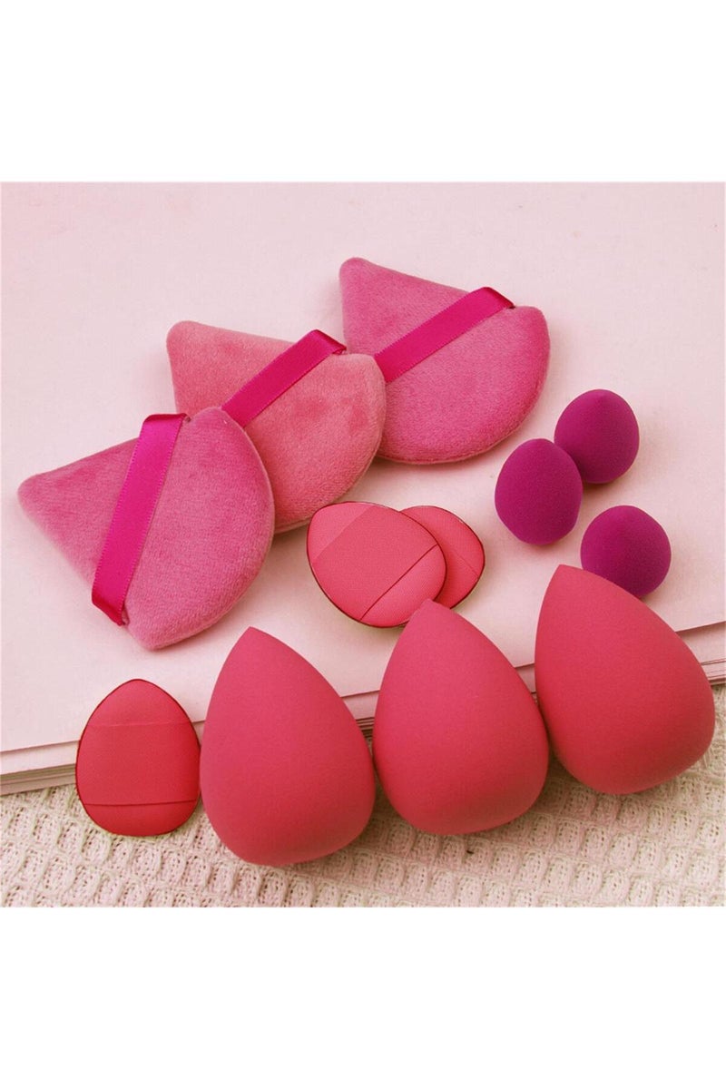 erorex Rose Red 12pcs Small, medium and large combination set Makeup Puff Essential for beginners
