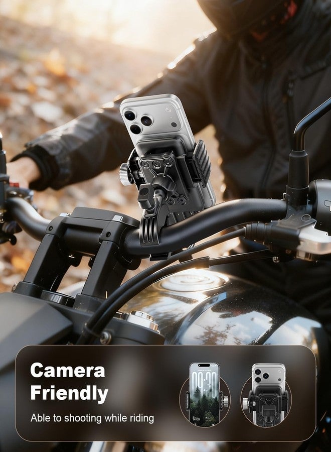 SUPERONE Motorcycle Phone Mount Holder, [Dual Vibration Dampener] Bike Phone Holder Handlebar Clamp, [Camera Friendly] Bicycle Scooter Phone Clip, Compatible with iPhone, Samsung, All Cell Phone - Image 3
