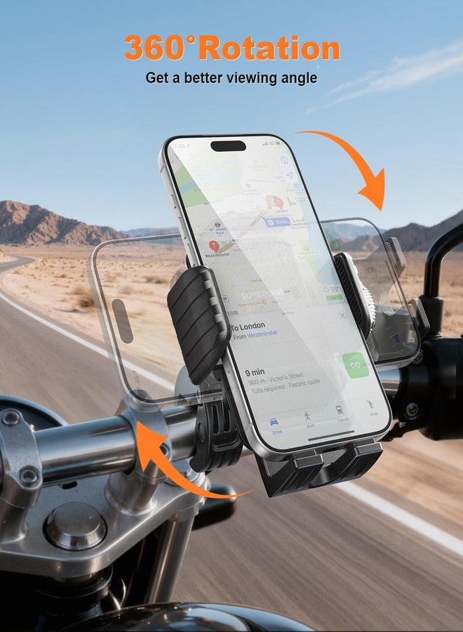 SUPERONE Motorcycle Phone Mount Holder, [Dual Vibration Dampener] Bike Phone Holder Handlebar Clamp, [Camera Friendly] Bicycle Scooter Phone Clip, Compatible with iPhone, Samsung, All Cell Phone - Image 4