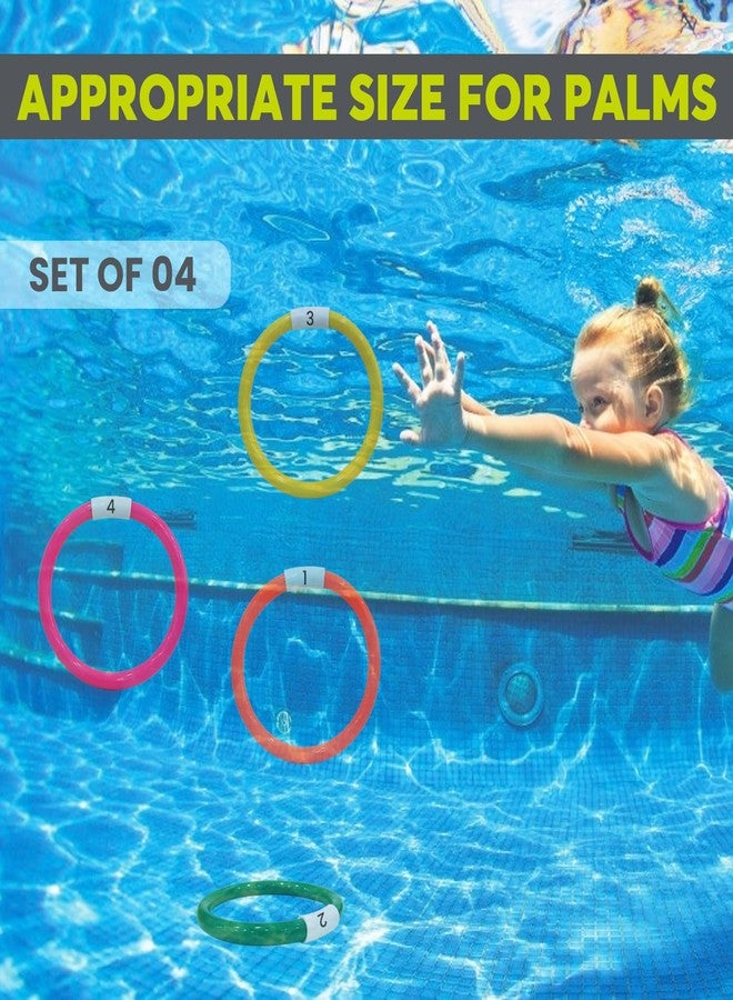 GISCO Pool Diving Sinker Rings Diving Toy Underwater Toys | Swimming Pool Toys for Kids, Comes with Quick Dry Mesh Bag | Pack of 4, Multicolor - Image 3