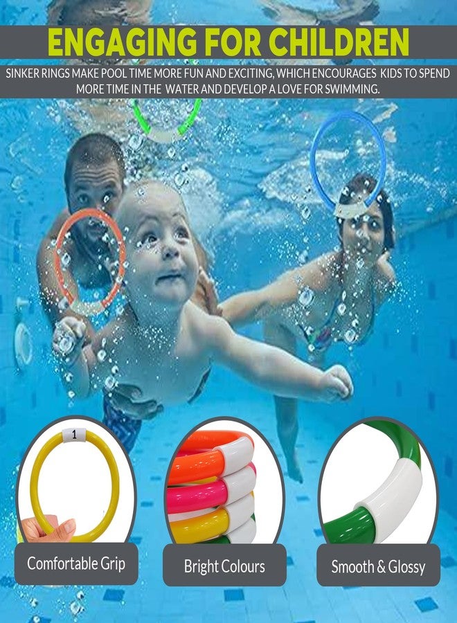 GISCO Pool Diving Sinker Rings Diving Toy Underwater Toys | Swimming Pool Toys for Kids, Comes with Quick Dry Mesh Bag | Pack of 4, Multicolor - Image 4
