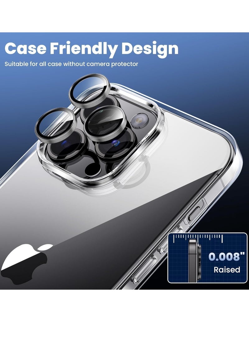 إلترازون واقي عدسة الكاميرا iPhone 15 Pro/15 Pro Max - [3+1 حزمة] واقي شاشة زجاجي فائق الدقة صديق للحافظة، حماية من السقوط من الدرجة العسكرية (تيتانيوم طبيعي) - Image 4